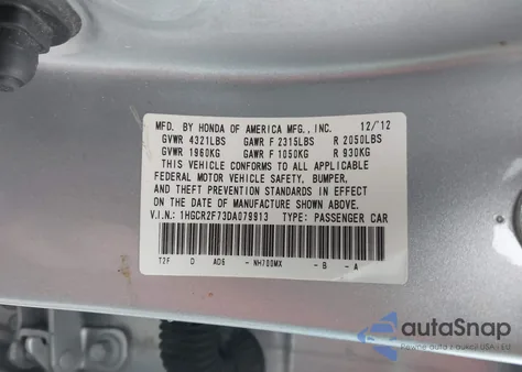 2013 Honda Accord Ex из США, поврежденный, VIN 1HGCR2F73DA079913